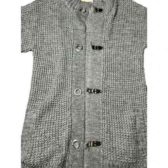 Womens Michael Kors Gray Metal Toggle Cardigan Sweater Wool Blend Size M EUC - Picture 7 of 13